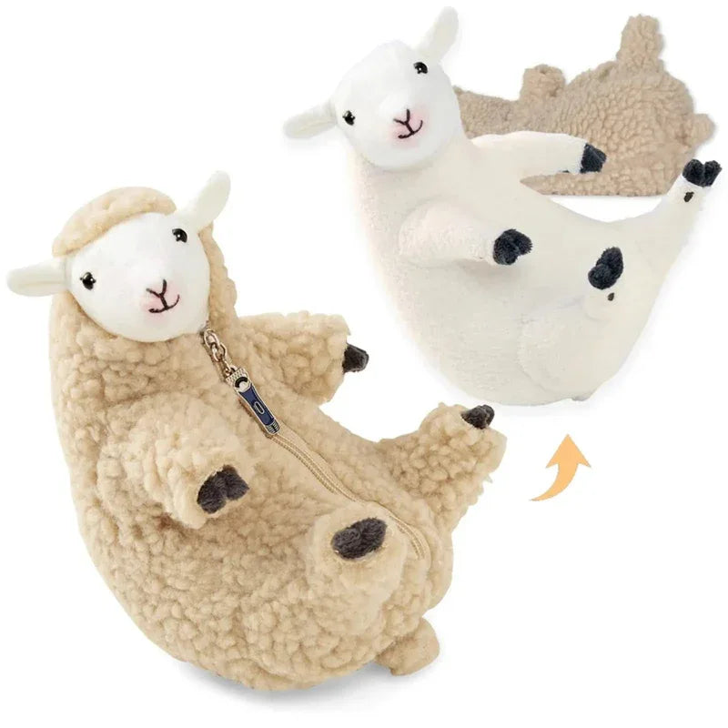 Abnehmbares Fell Lamm Plüschtier Puppe Stofftier