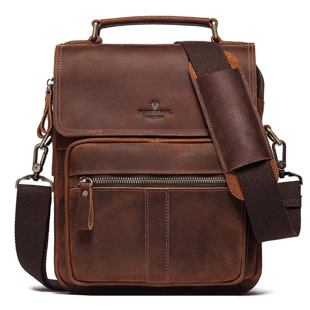 Sac de messager/porte-documents en cuir de vachette rétro pour hommes