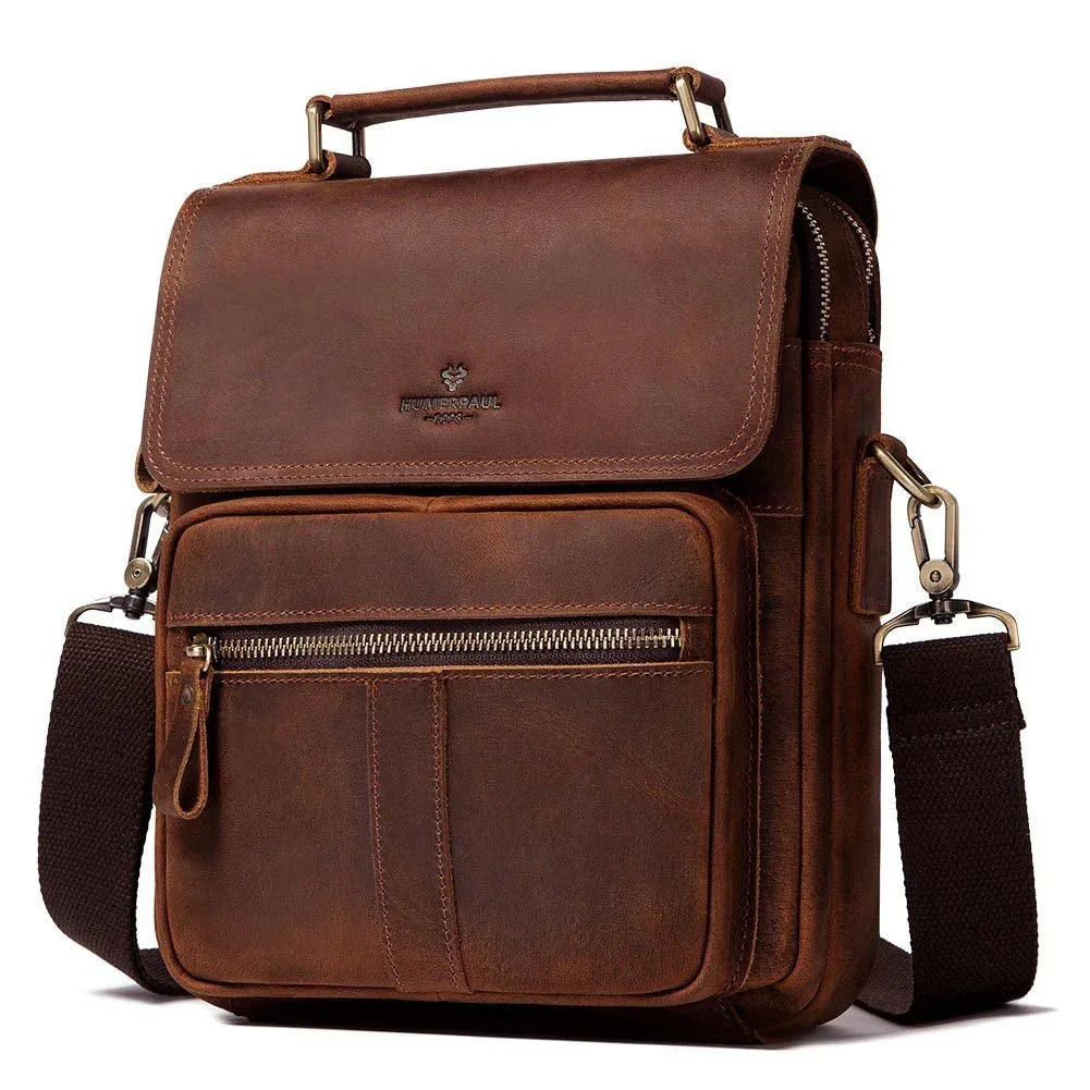 Sac de messager/porte-documents en cuir de vachette rétro pour hommes