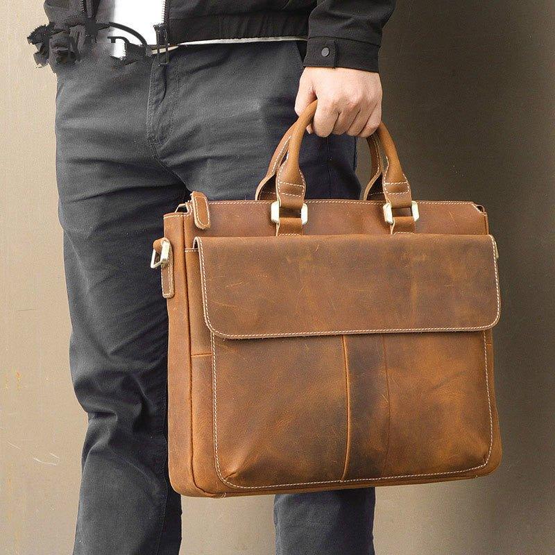 Retro Leder Umhängetasche Aktentasche Schultertasche für Herren