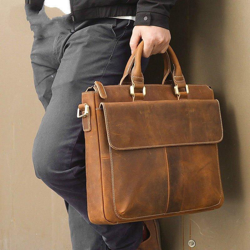 Retro Leder Umhängetasche Aktentasche Schultertasche für Herren