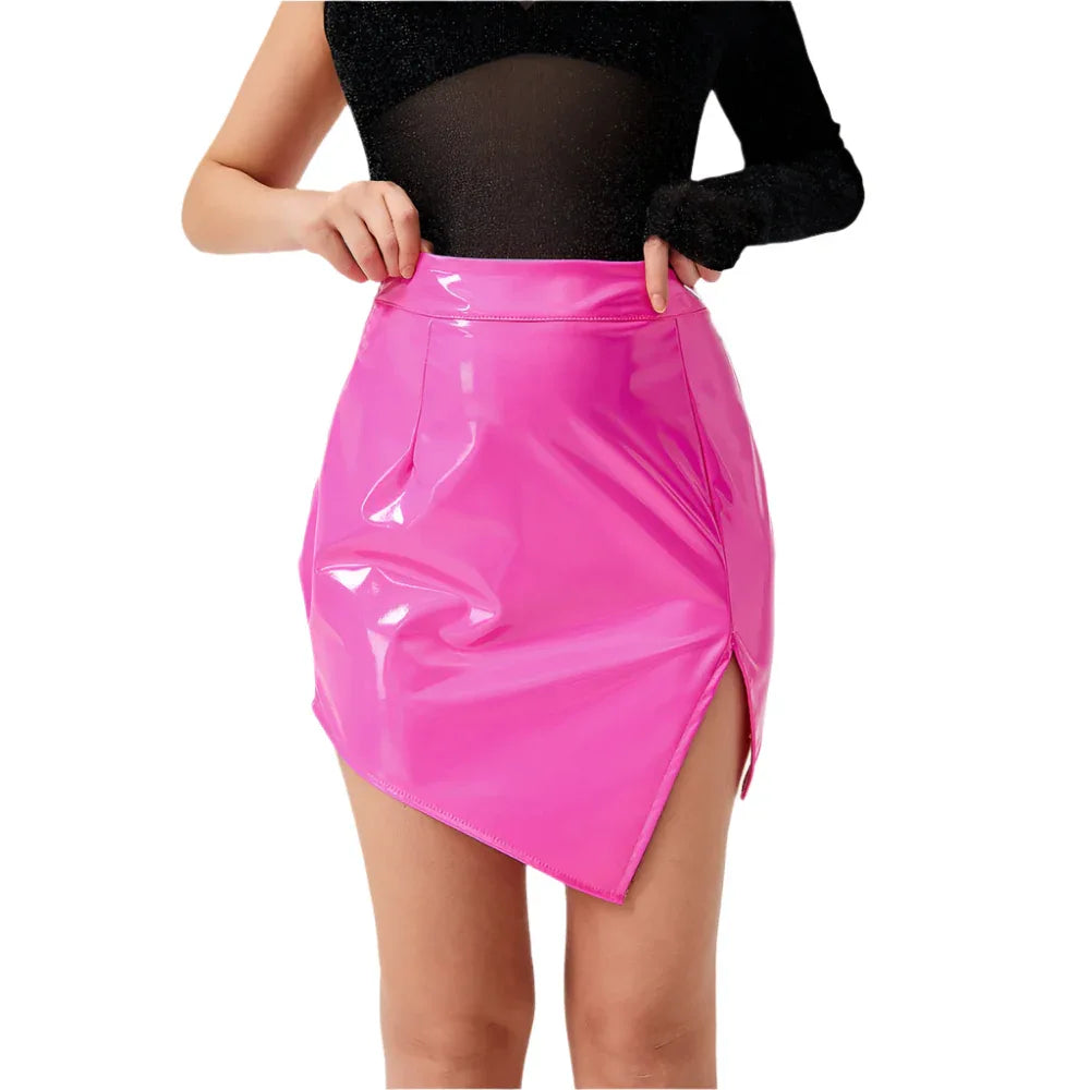 Jupe en cuir fendue slim pour femme