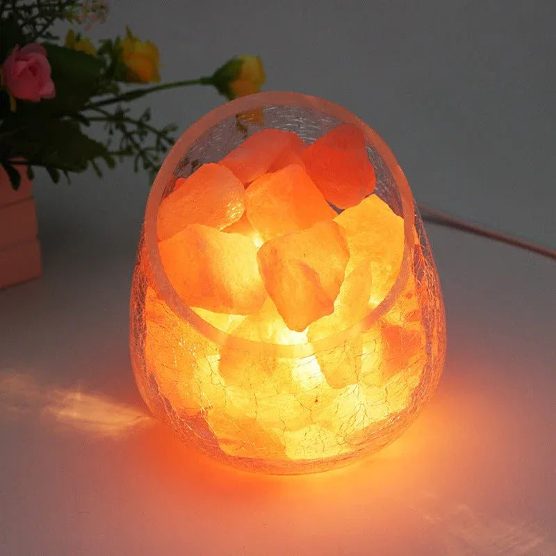 Petite lampe de chevet en cristal de sel rose de l'Himalaya
