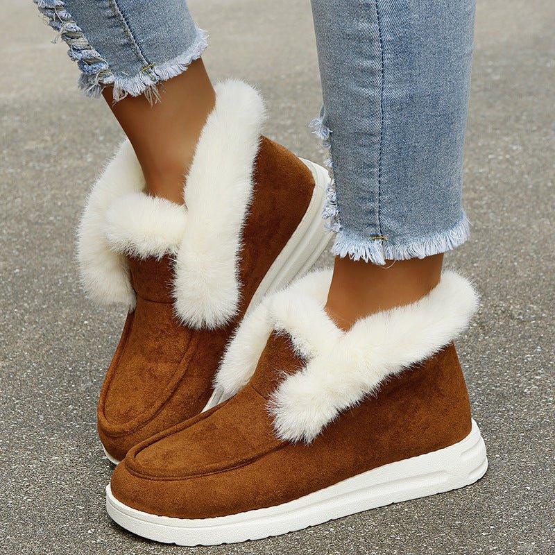 Snow Warme Winterstiefel Plüsch Fell Stiefeletten für Damen