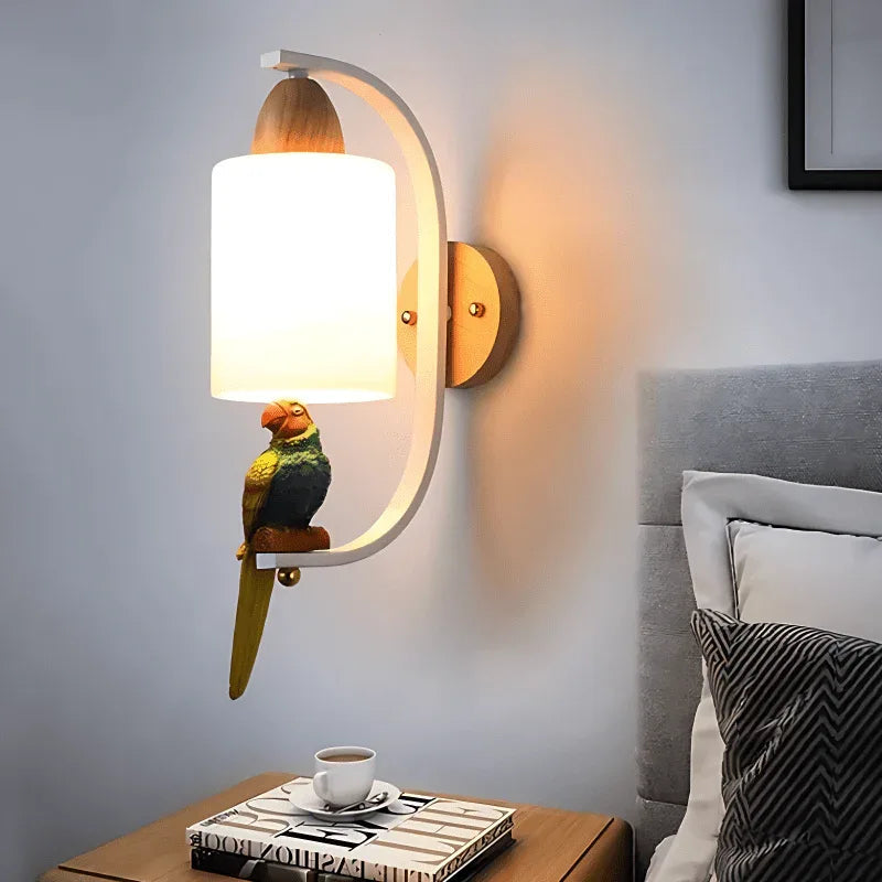 Lampe de Chevet en Bois Massif Minimaliste Créative Personnalité Salon Mur de Fond Escalier Couloir Lampes