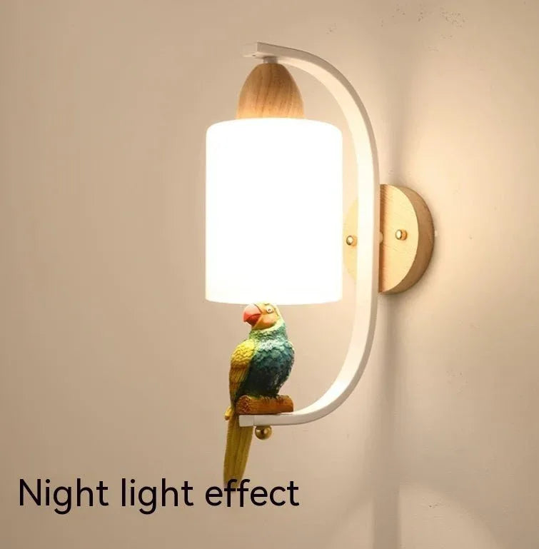 Lampe de Chevet en Bois Massif Minimaliste Créative Personnalité Salon Mur de Fond Escalier Couloir Lampes