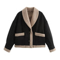 Manteau en suédine à col à revers avec poches Veste de mode hivernale pour femme
