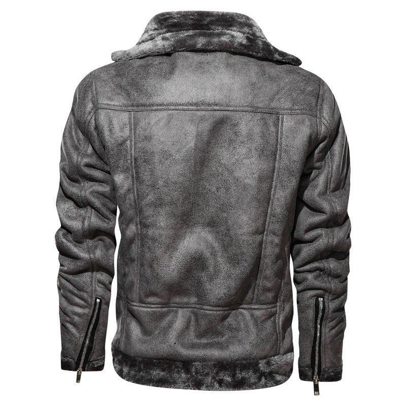 Blouson en cuir d'hiver chaud et épais pour homme