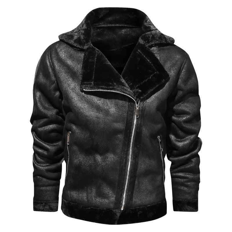 Blouson en cuir d'hiver chaud et épais pour homme