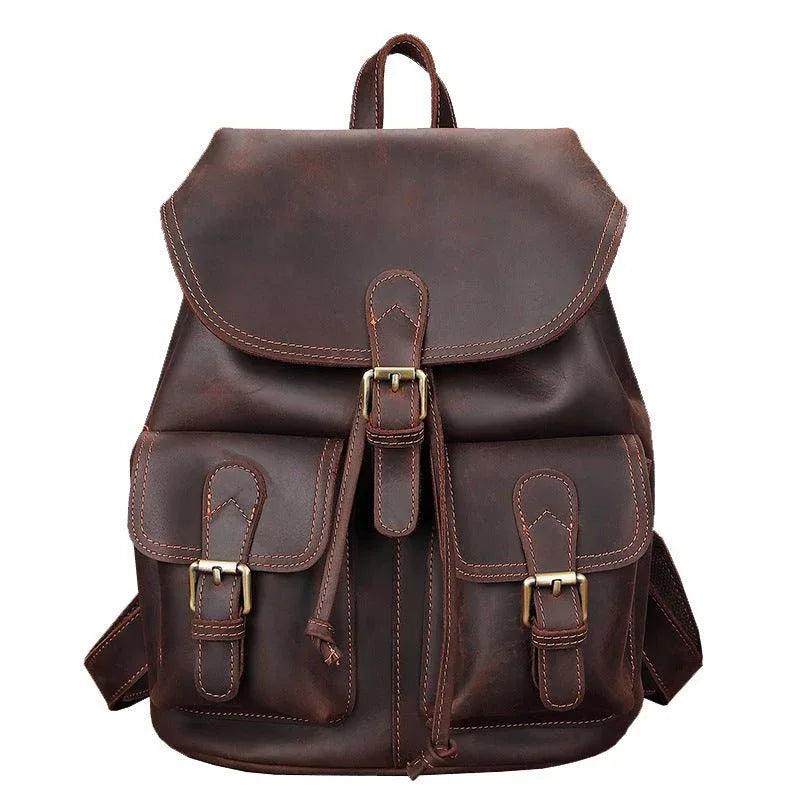 Unisex Leder Rucksack für Freizeit und Reisen mit großem Fassungsvermögen