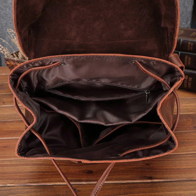 Unisex Leder Rucksack für Freizeit und Reisen mit großem Fassungsvermögen