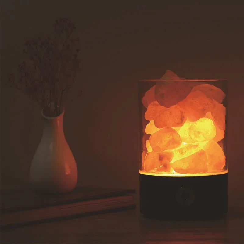 Lampe LED de sel de l'Himalaya en cristal USB