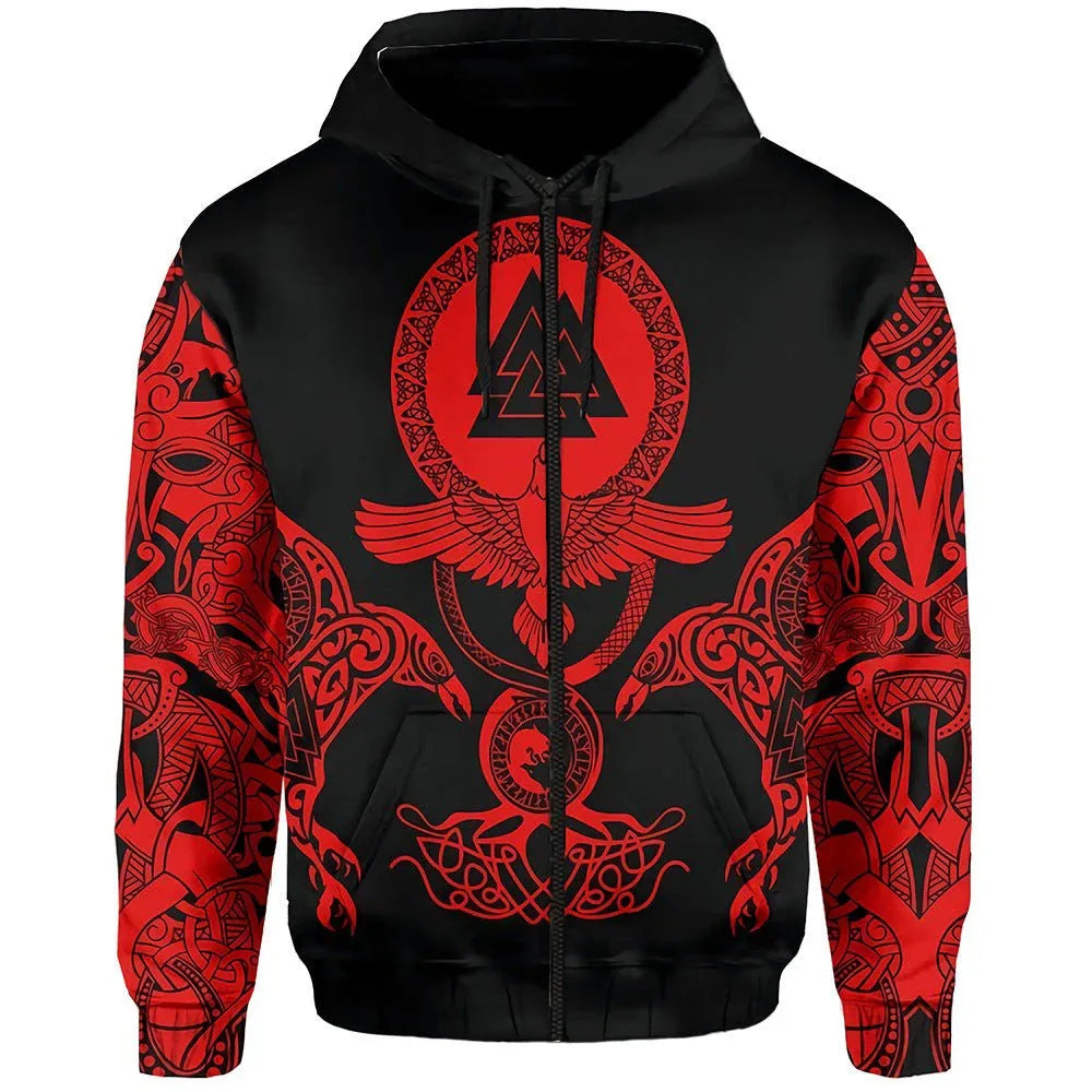 Bedruckte Kapuzenpullover Wikingerkrieger