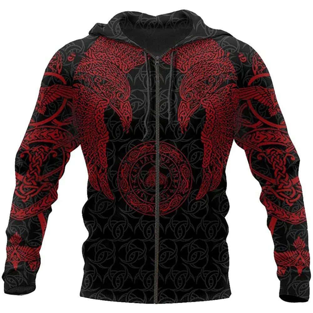 Bedruckte Kapuzenpullover Wikingerkrieger