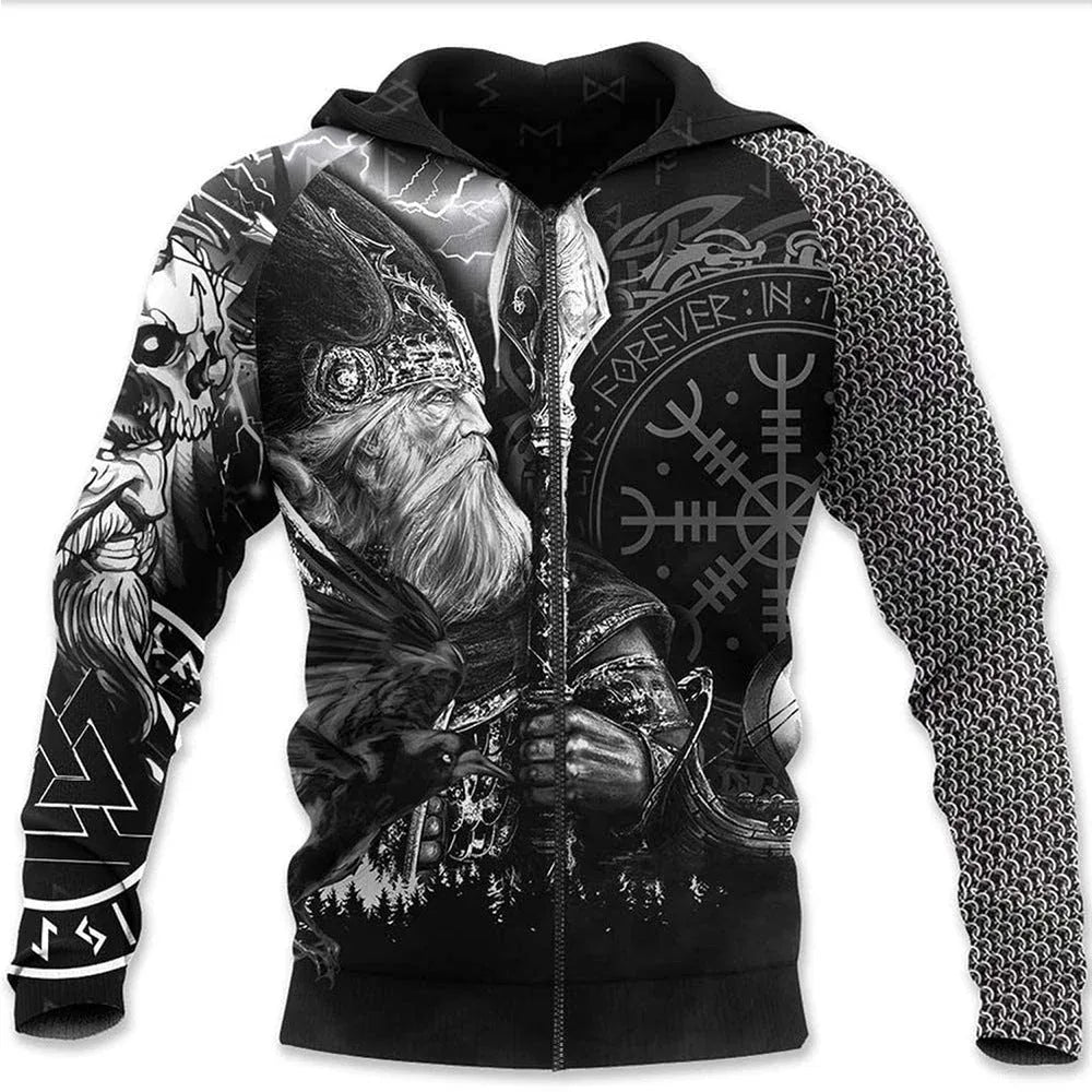 Bedruckte Kapuzenpullover Wikingerkrieger
