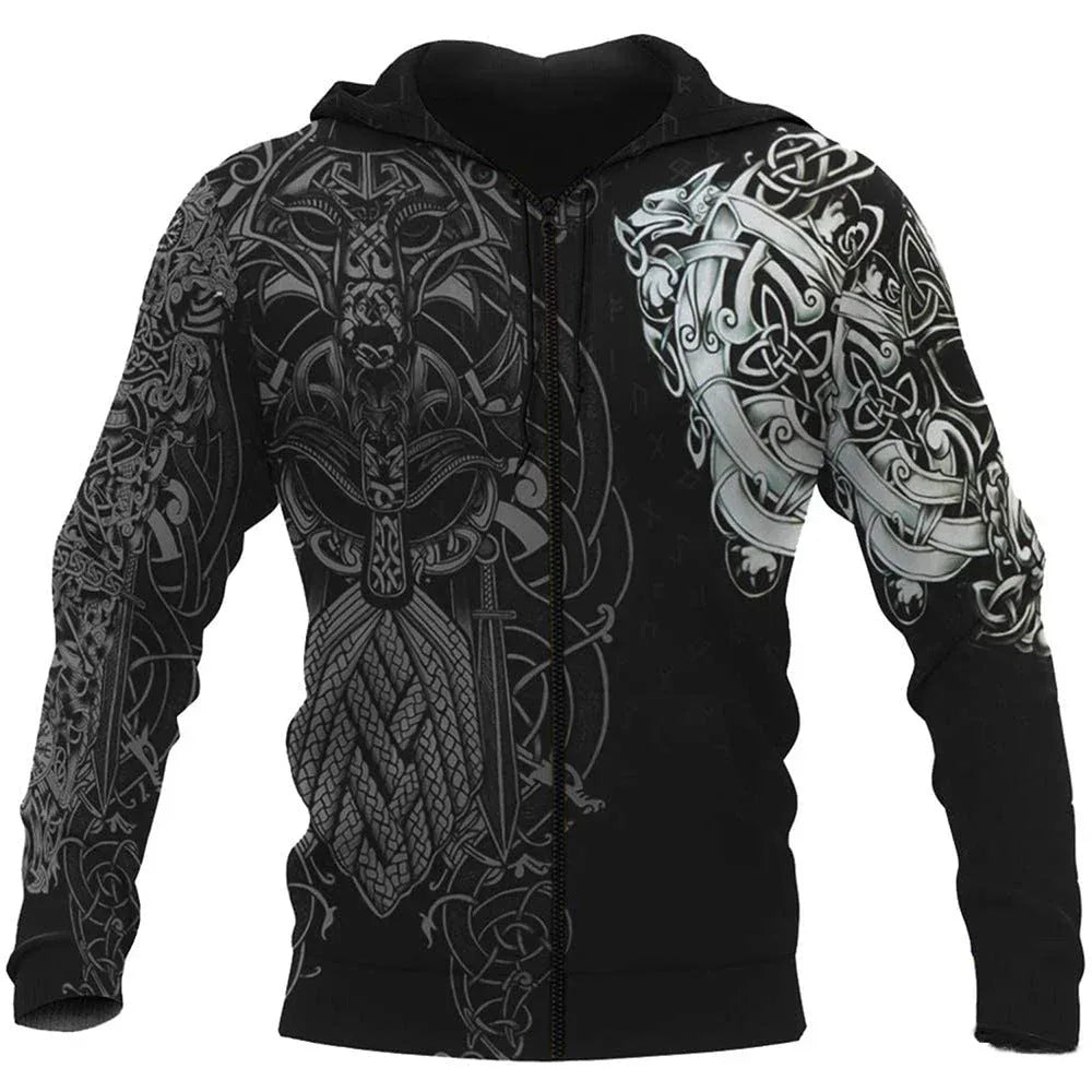 Bedruckte Kapuzenpullover Wikingerkrieger