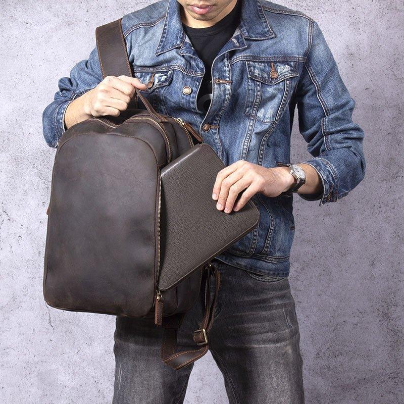 Vintage-Rindsleder-Rucksack für Herren