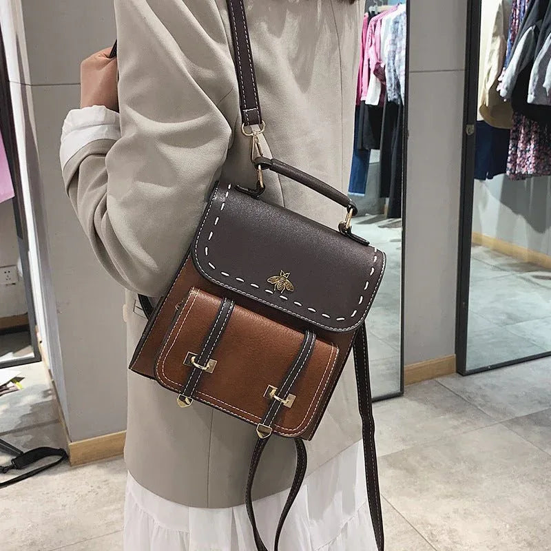 Vintage Kleine Elegante Damen-Rucksäcke aus PU-Leder