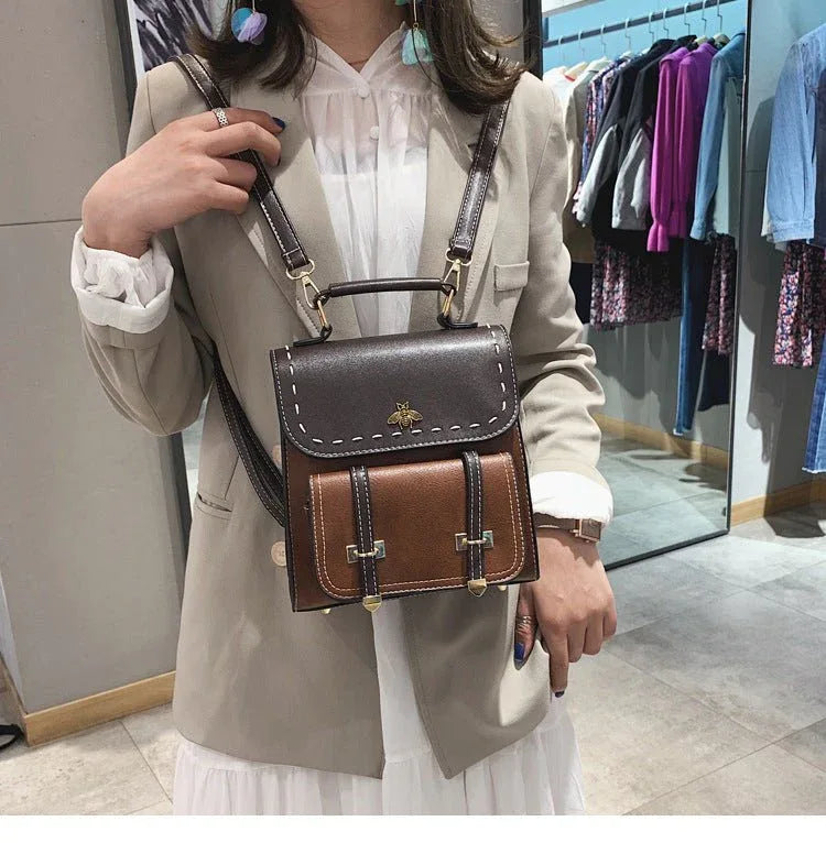 Vintage Kleine Elegante Damen-Rucksäcke aus PU-Leder