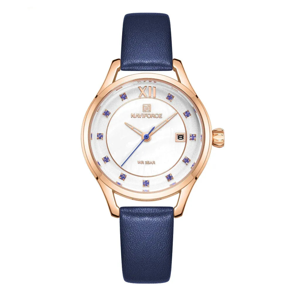 Wasserdichte Uhren mit PU-Lederarmband und Quarzuhrwerk für Damen