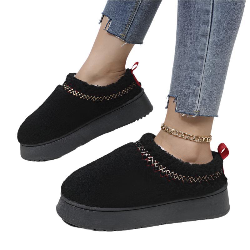 Chaussons d'intérieur et d'extérieur pour femmes à semelle épaisse et pelucheuse