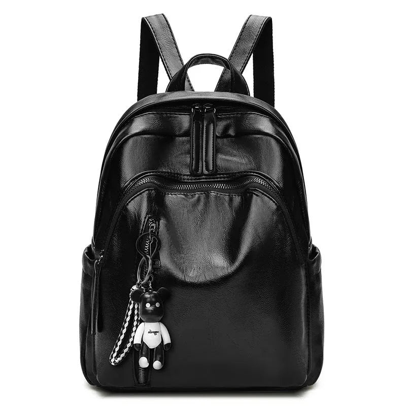 Damen-Rucksack aus schwarzem PU-Leder mit verstellbaren Trägern