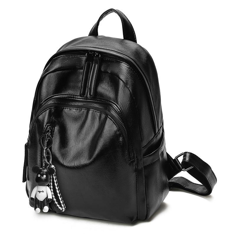 Damen-Rucksack aus schwarzem PU-Leder mit verstellbaren Trägern