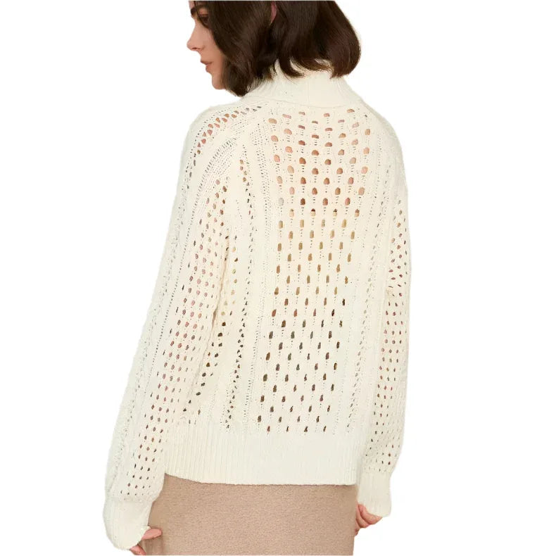 Pull à col roulé en laine mérinos respirant pour femme