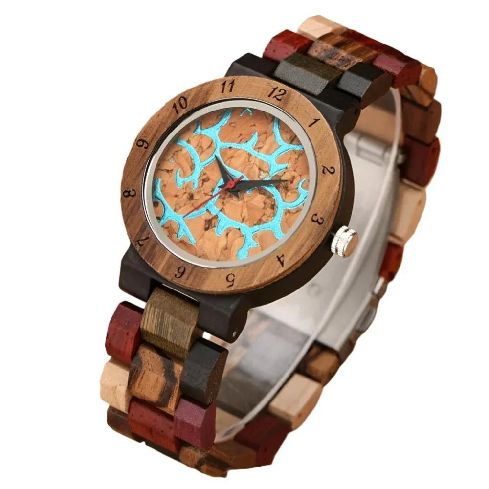 Montre classique en bois pour femme