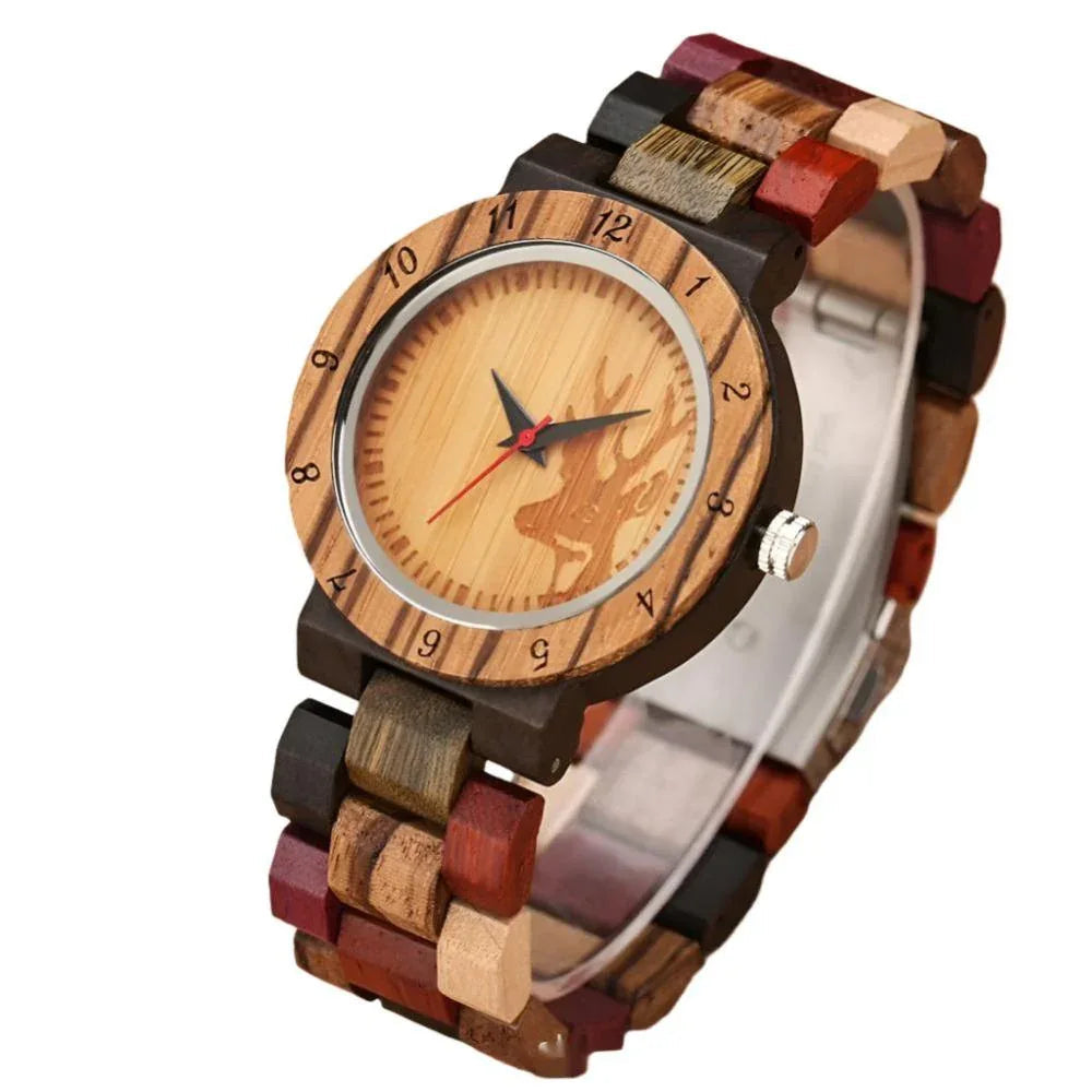 Montre classique en bois pour femme