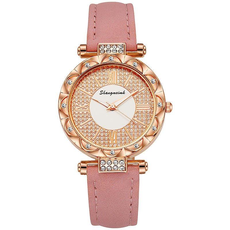 Montre à quartz incrustée de diamants pour femme