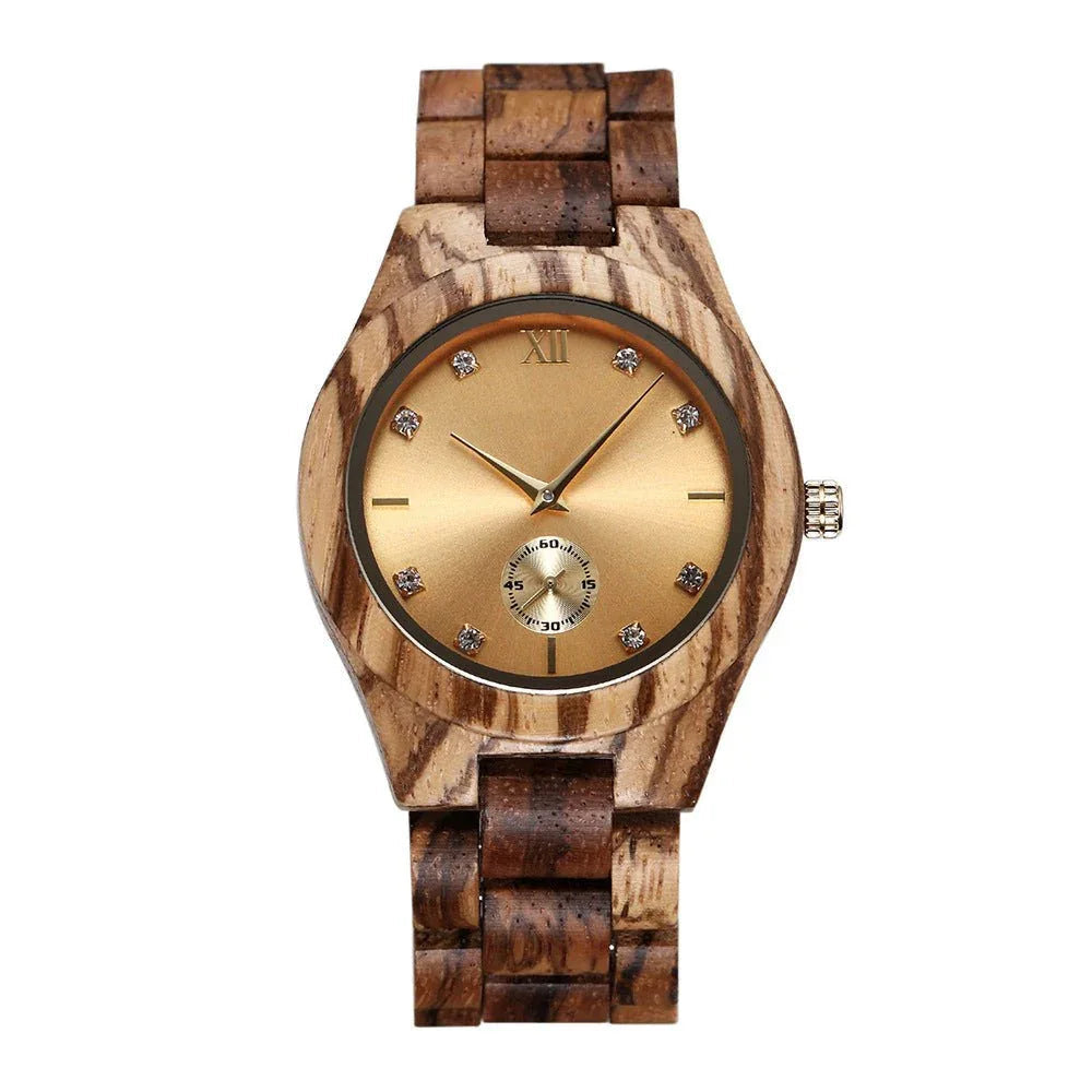 Elegante Quarzuhr aus Holz für Damen