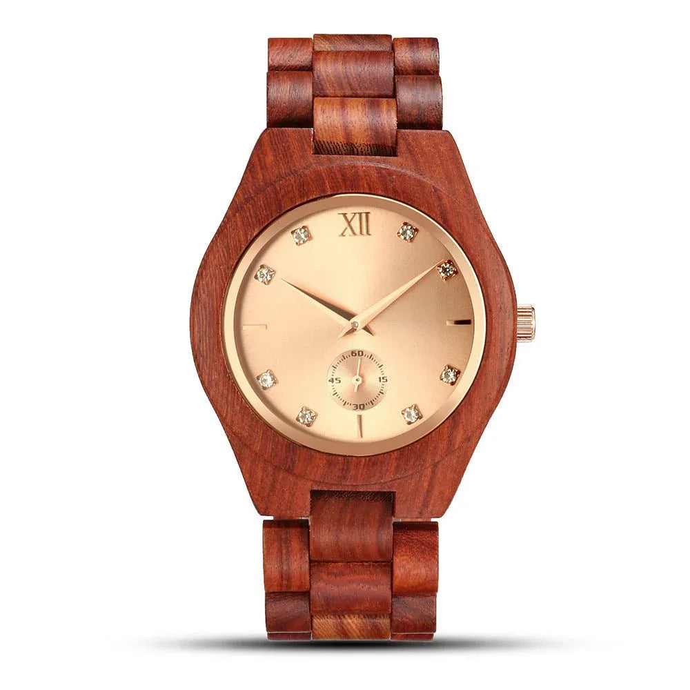 Elegante Quarzuhr aus Holz für Damen