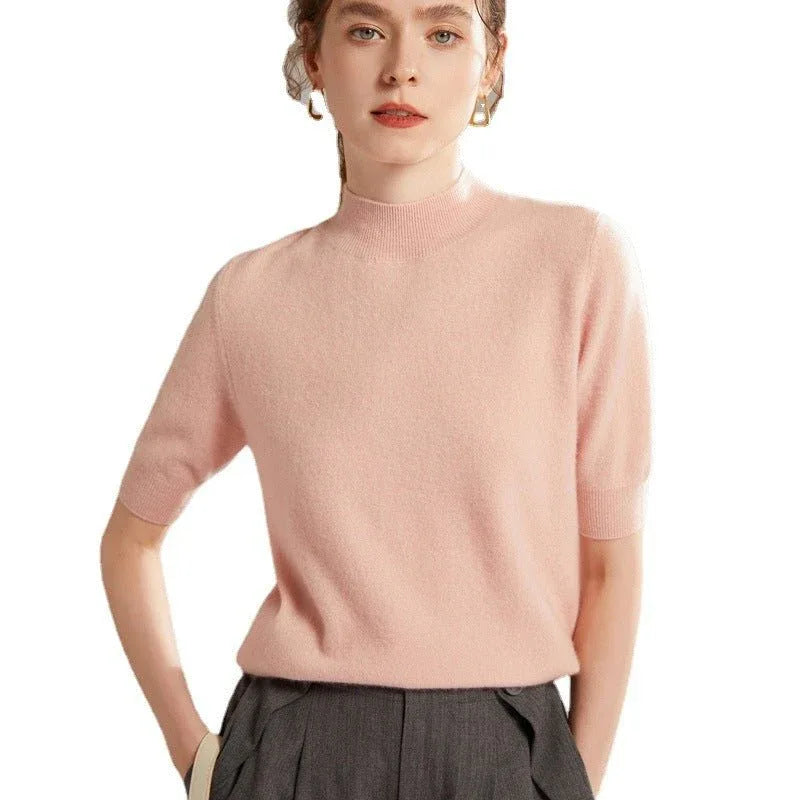 Damen Kaschmir-Wollpullover mit halbem Arm