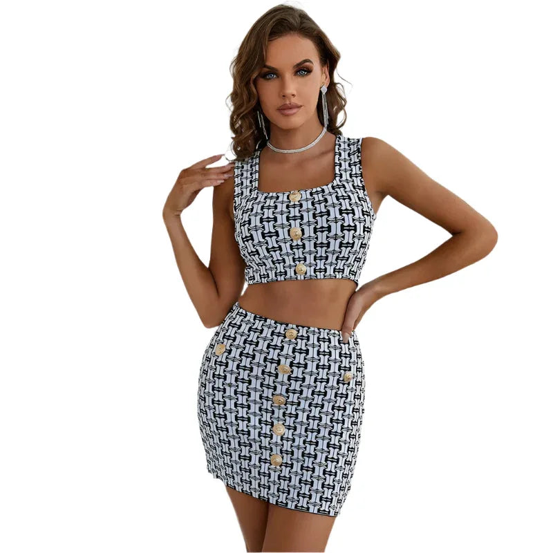 Hochwertiges zweiteiliges Damen-Outfit mit Rock und Top