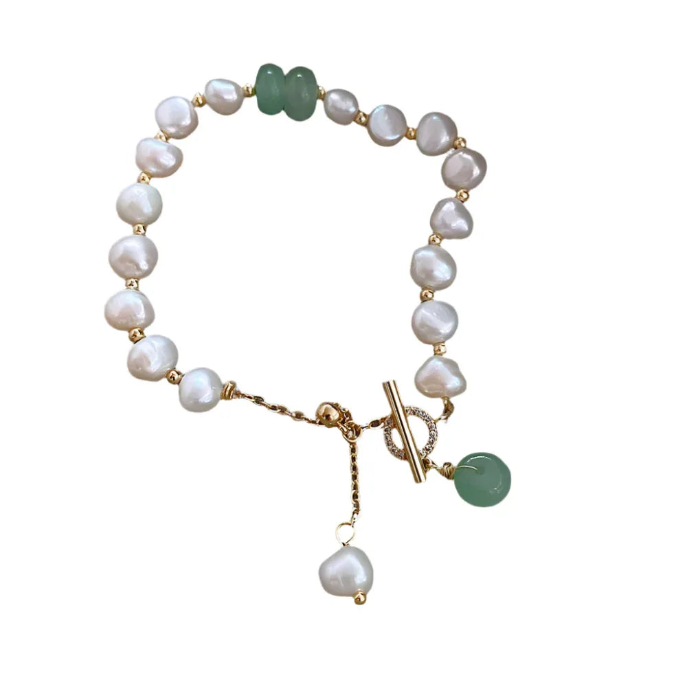 Bracelet en perles de culture d'eau douce asymétriques pour femme