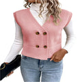 Pull décontracté tricoté à col en V boutonné pour femme
