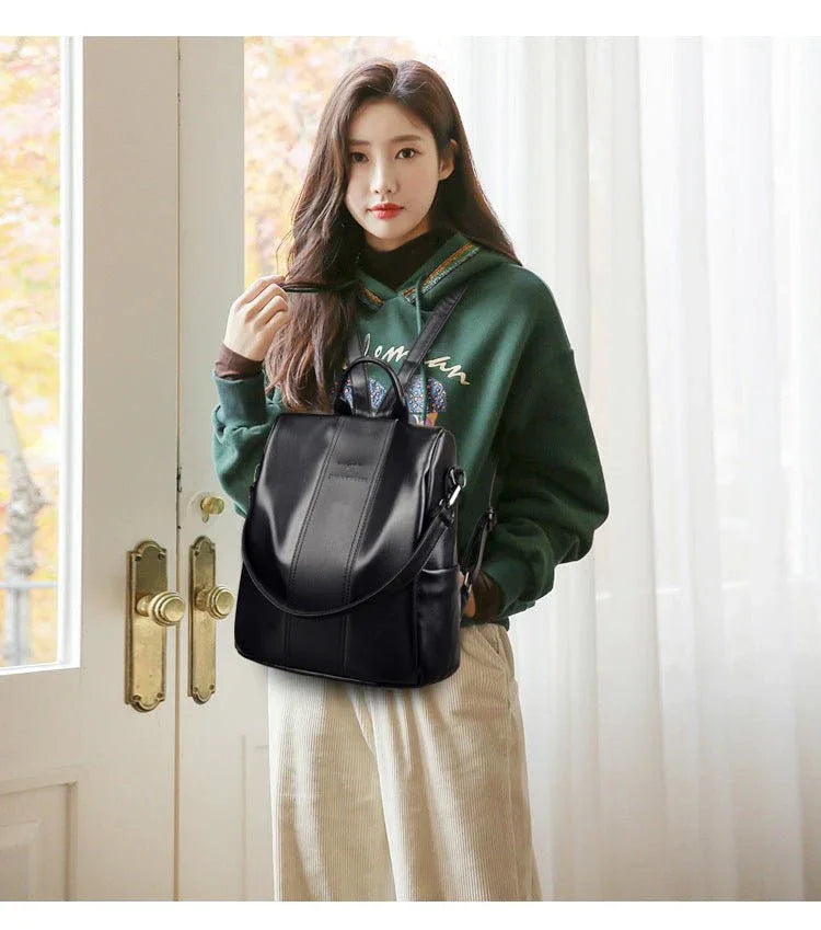 Sac à Dos Femme Grande Capacité en Cuir Souple pour le Voyage