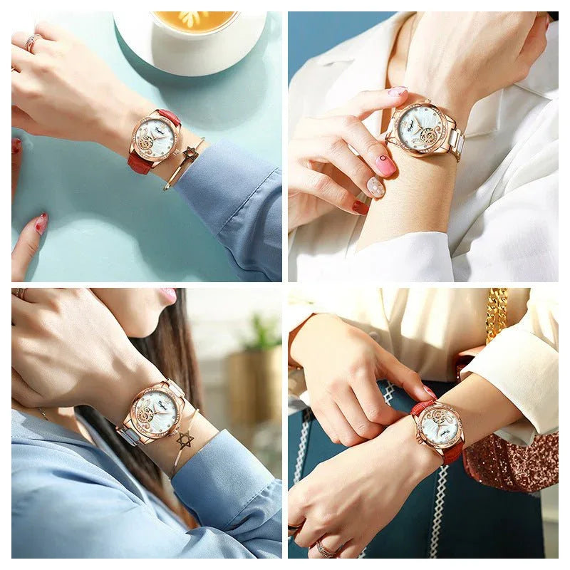 Damen Leuchtende Automatische Mechanische Uhr