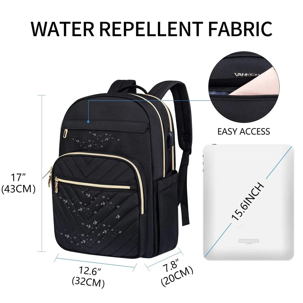 Damen Oxford-Stoff USB Lade Business Arbeits Schul Rucksack