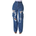 Damen Hose Zerrissene Stretch-Jeans