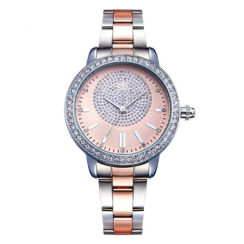 Damen-Quarz-Edelstahl-Uhr, wasserdicht bis 30 m