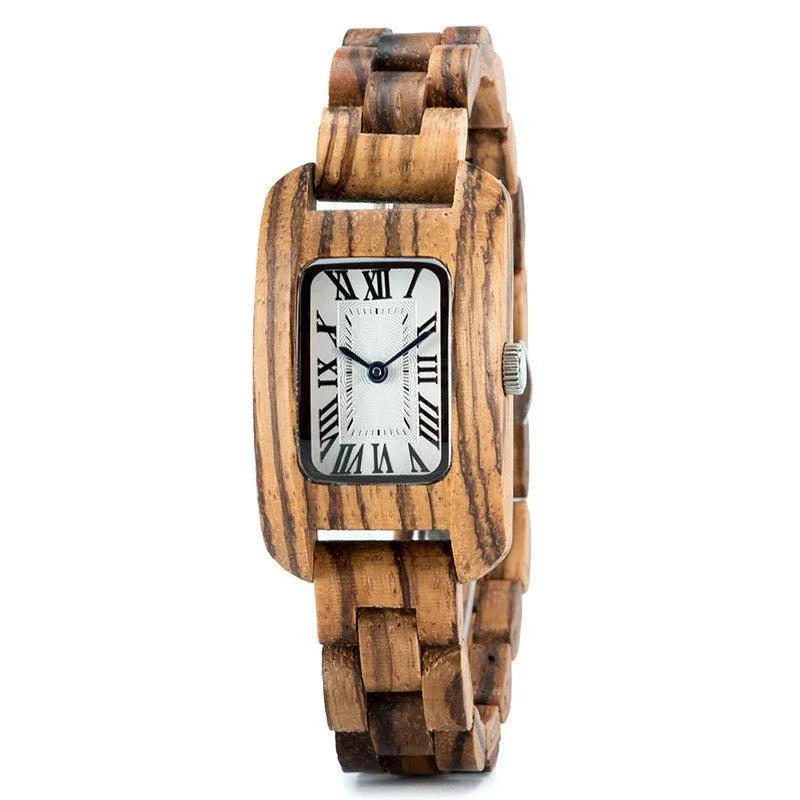 Montre en bois petite rectangulaire pour femme