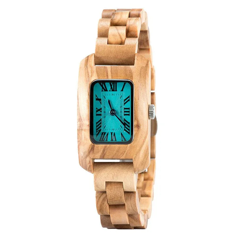 Montre en bois petite rectangulaire pour femme