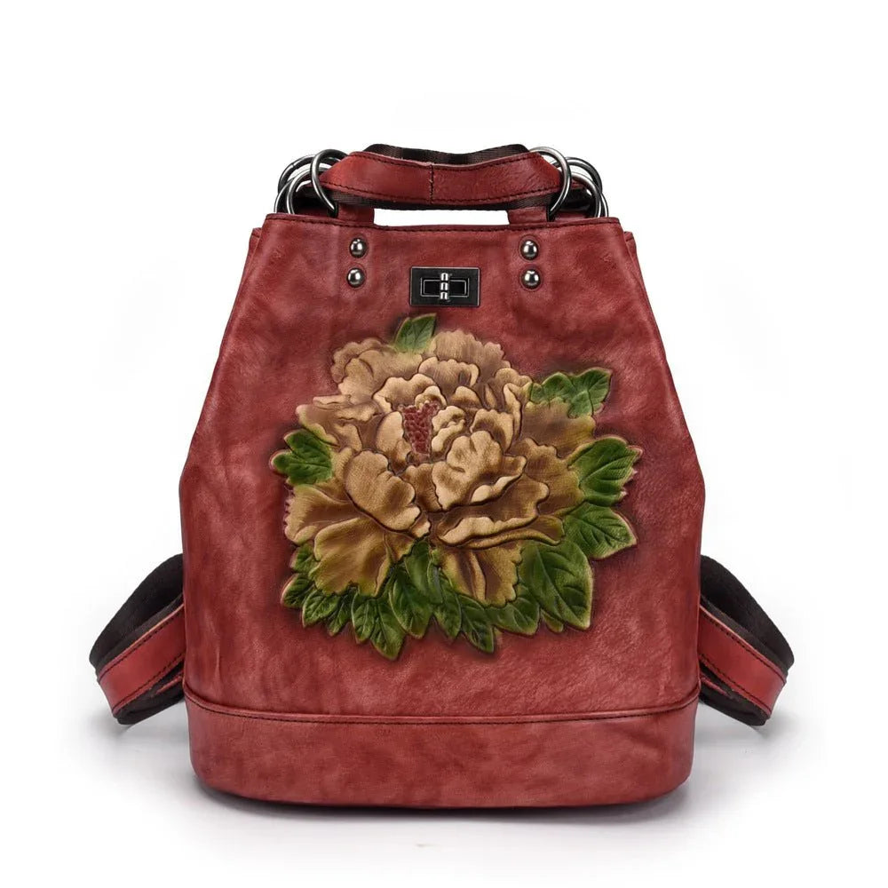 Damen Vintage Rucksack aus echtem Leder