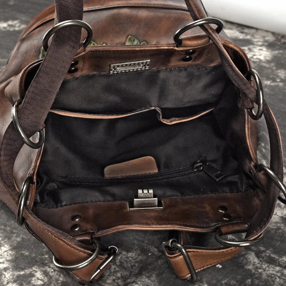 Damen Vintage Rucksack aus echtem Leder