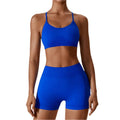 Ensemble de vêtements de sport sans couture pour femme, avec brassière dos nu et short de sport séchage rapide, coupe près du corps