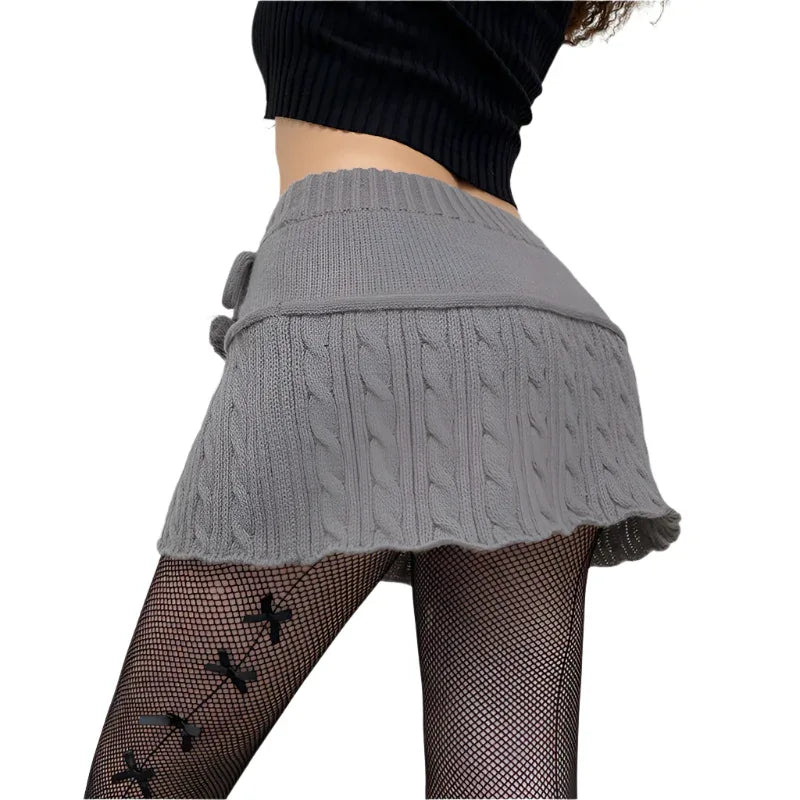 Damen schlichter A-Linien-Rock aus Wollstrick