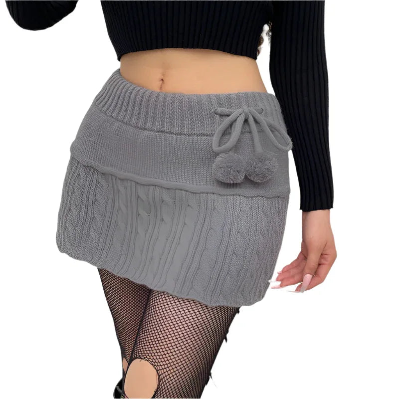 Damen schlichter A-Linien-Rock aus Wollstrick