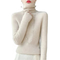 Pull à col roulé ajusté à manches longues pour femme